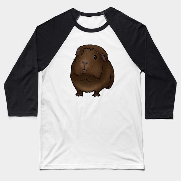 Brown Agouti Crested Guinea Pig Baseball T-Shirt by Kats_guineapigs